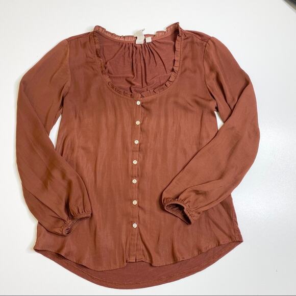 Anthro Dolan Marilyn Button Down Blouse Rust XS - Picture 1 of 9